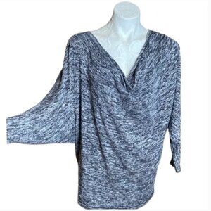 Max Studio heathered gray batwing sleeve draped neck shirt tunic size L